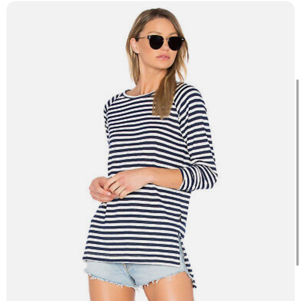 NEW Publish Brand from REVOLVE Blanch Long Sleeve Stripe Shirt Navy